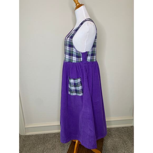 Cottagecore Purple Plaid Babydoll Dress Sz Medium - Picture 3 of 10